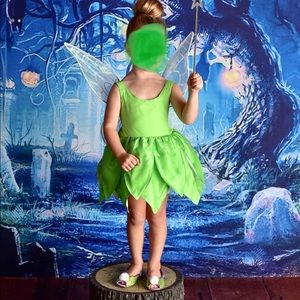 Tinkerbell dress sz 4, wings & shoes 9/10.